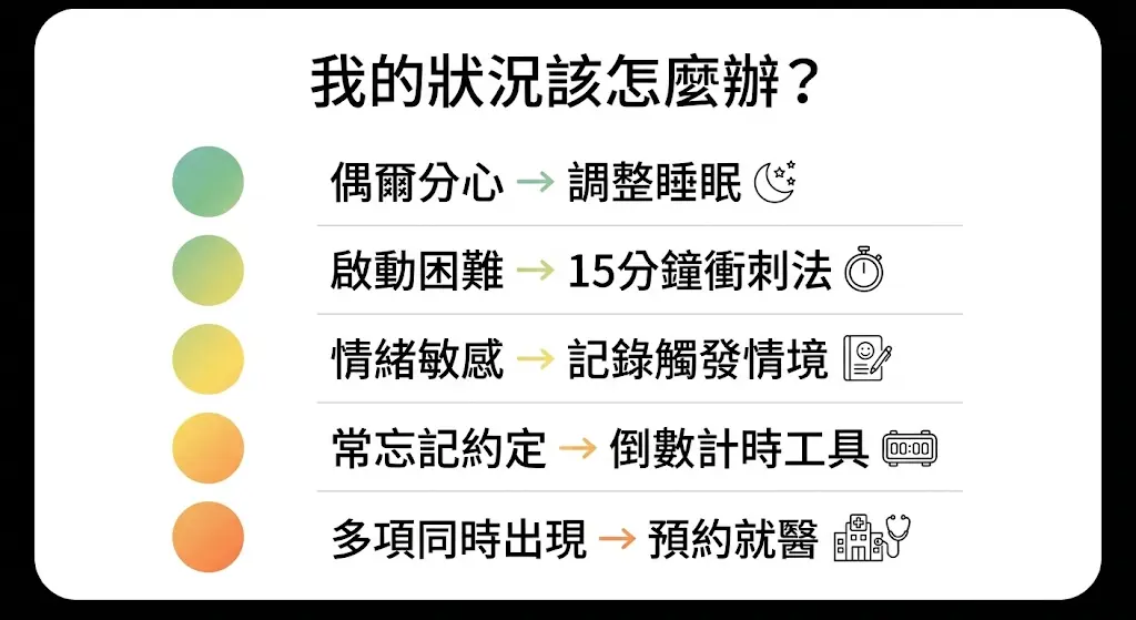 我的狀況該怎麼辦?從偶爾分心到多項同時出現的應對建議
